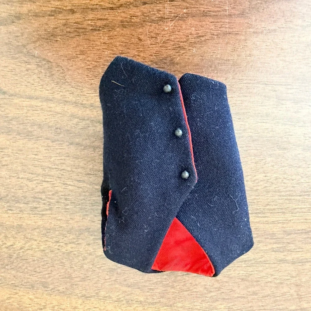 Vintage Mattel Ken Doll Navy Blue Vest Red Satin Lining Metal Snaps 1960s